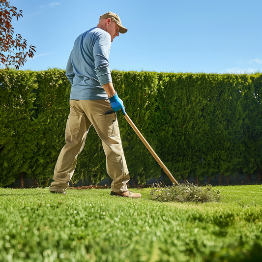 Man raking leaves